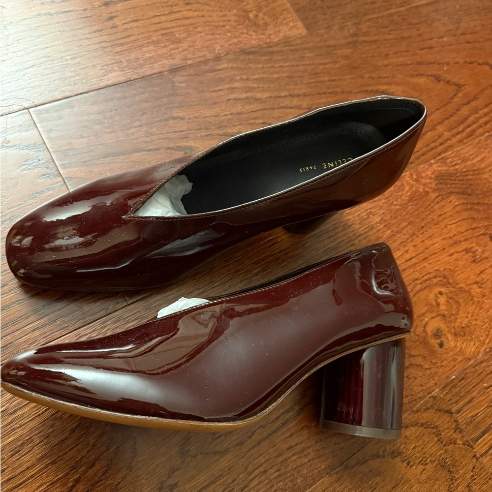 Celine Deep Red Patent Leather Shoes - Picture 2 of 6